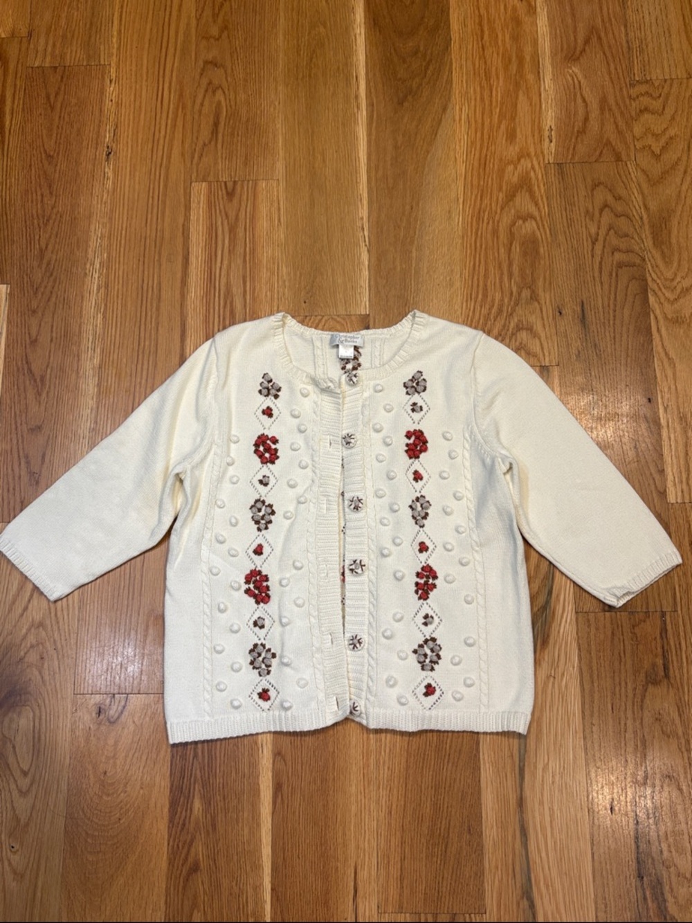 Women’s Christopher & Banks Embroidered Cardigan, Size Large